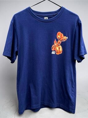 Uniqlo Jeff Koons Balloon Dog Graphic T Shirt Navy Blue M Qatar Exhibition